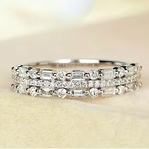 Sterling Silver Cubic Zircon Ring Minimalist, Dainty Diamond Stackable